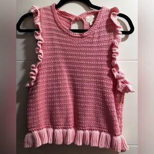 Pink Ruffle Crochet Crop Top